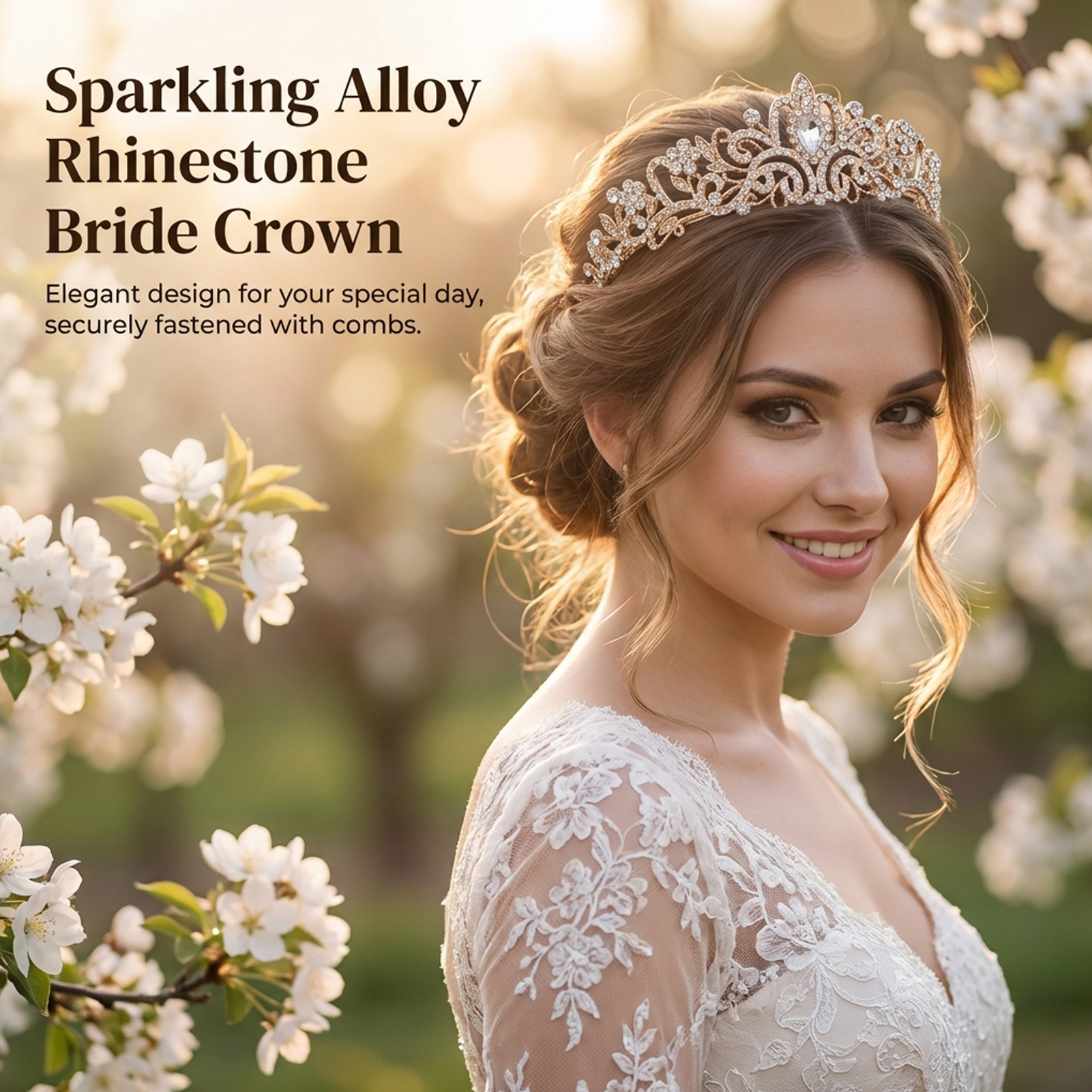 Women Accessories Jewelry - Elegant Bridal Crown Sparkly Rhinestone Tiaras