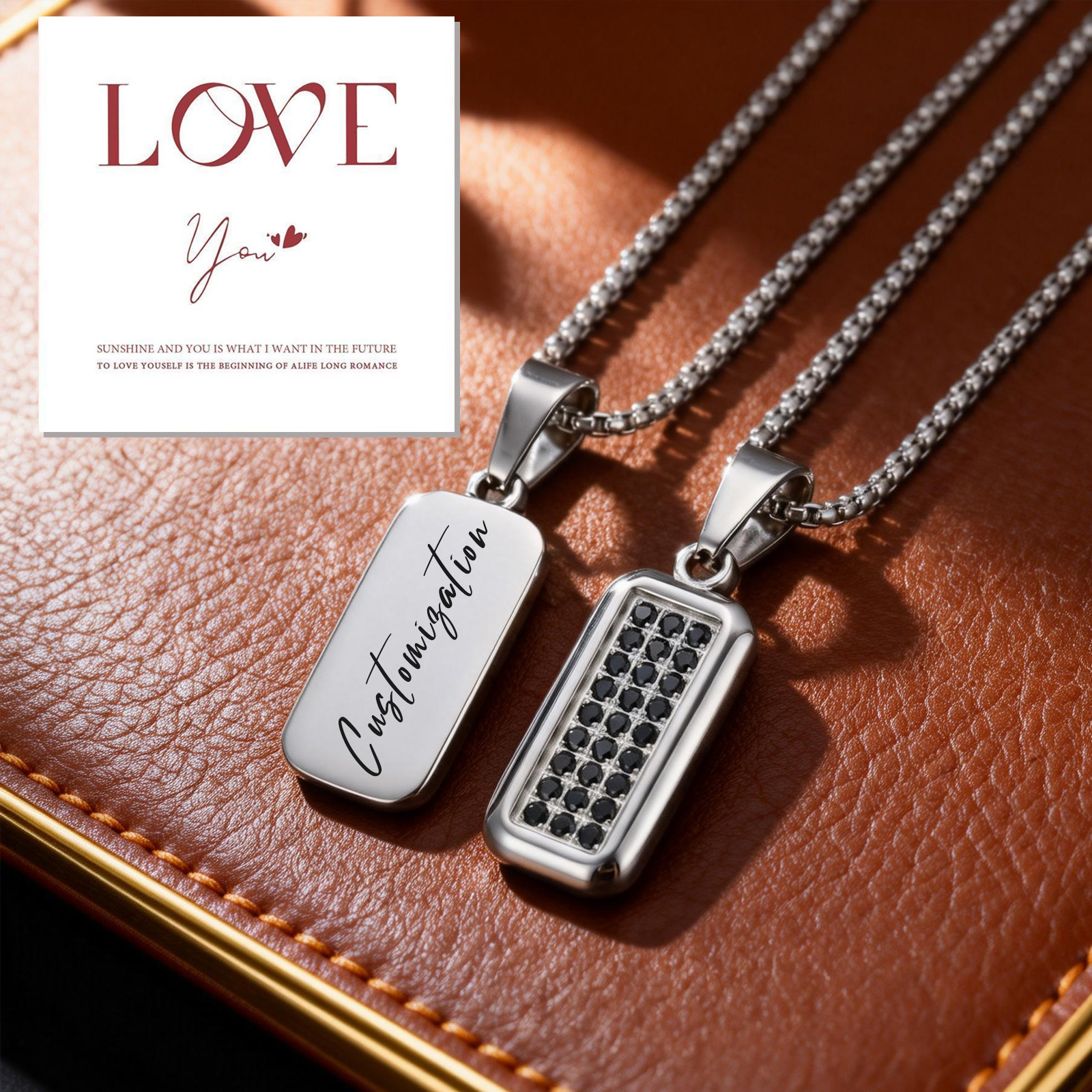 Layered Necklace Set - Personalization Dog Tag Necklace for Men