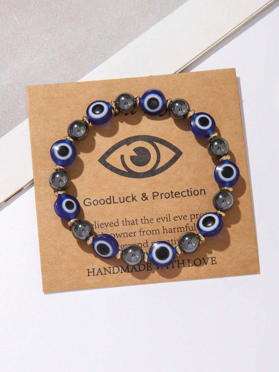 Evil Eye Bracelet - Elastic Evil Eye Beaded Bracelet With