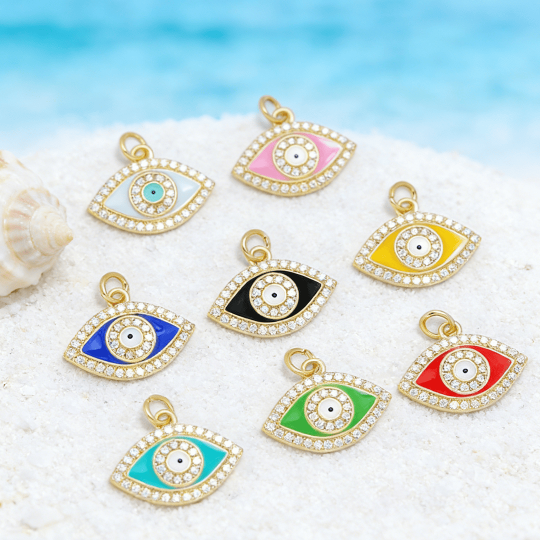 Evil Eye Bracelet - 5Pcs Pendants Colorful Evil Eye Sparkling