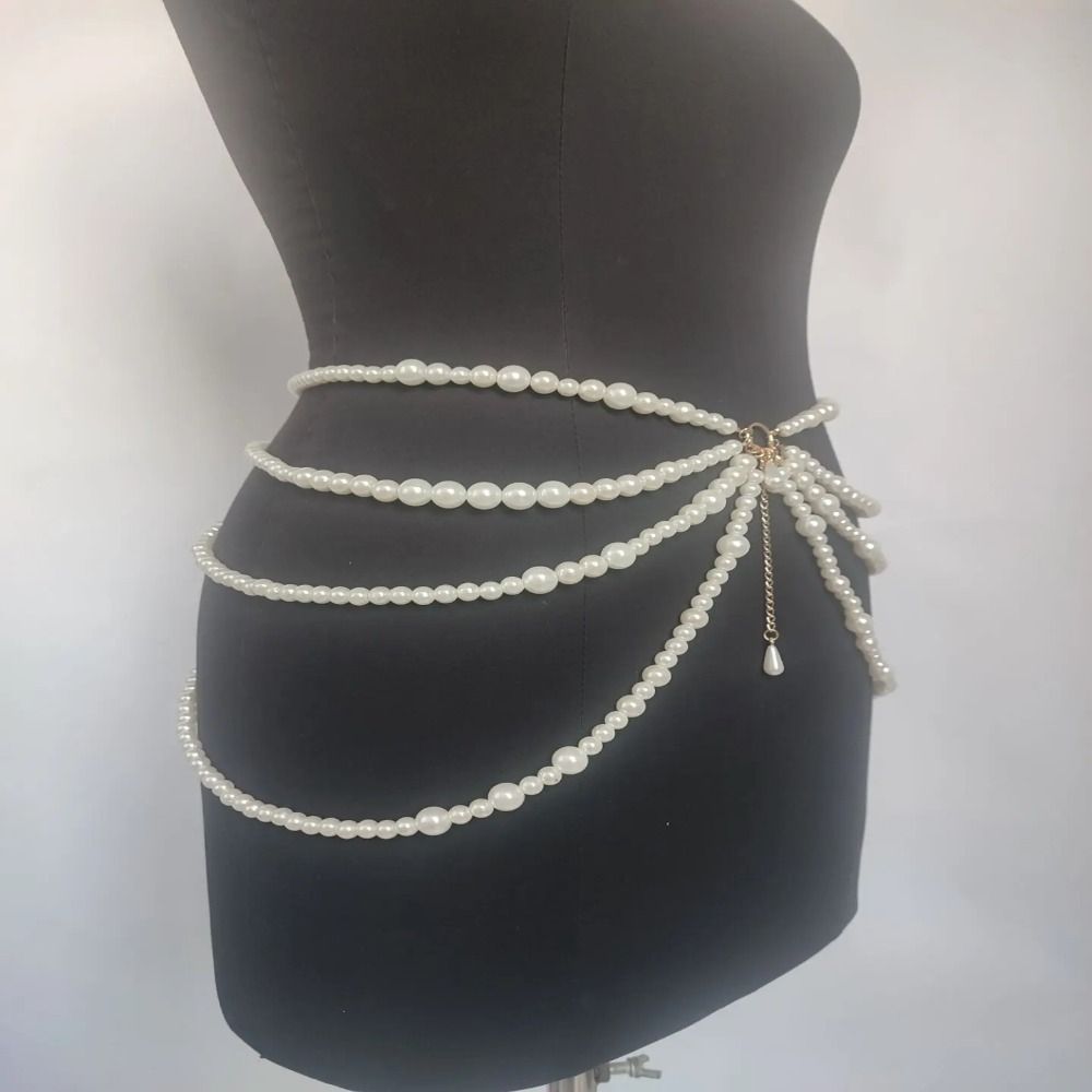 Women Accessories Description - Fashion Y2K Waist Chain Multilayer Pearl