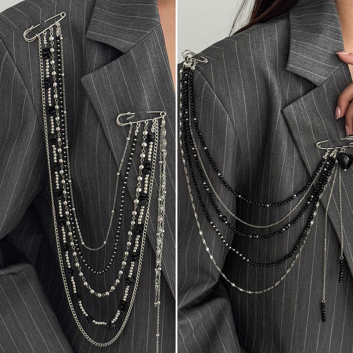 Punk Hip Hop Long Crystal Broo - Women Accessories Jewelry 评论和价格