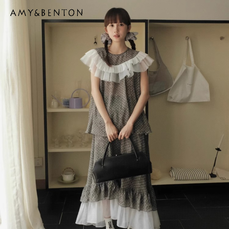 Vintage Design Gray Polka Dot  - Layered Necklace Set 评论和价格