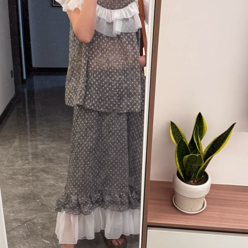 Vintage Design Gray Polka Dot  - Layered Necklace Set 评论和价格