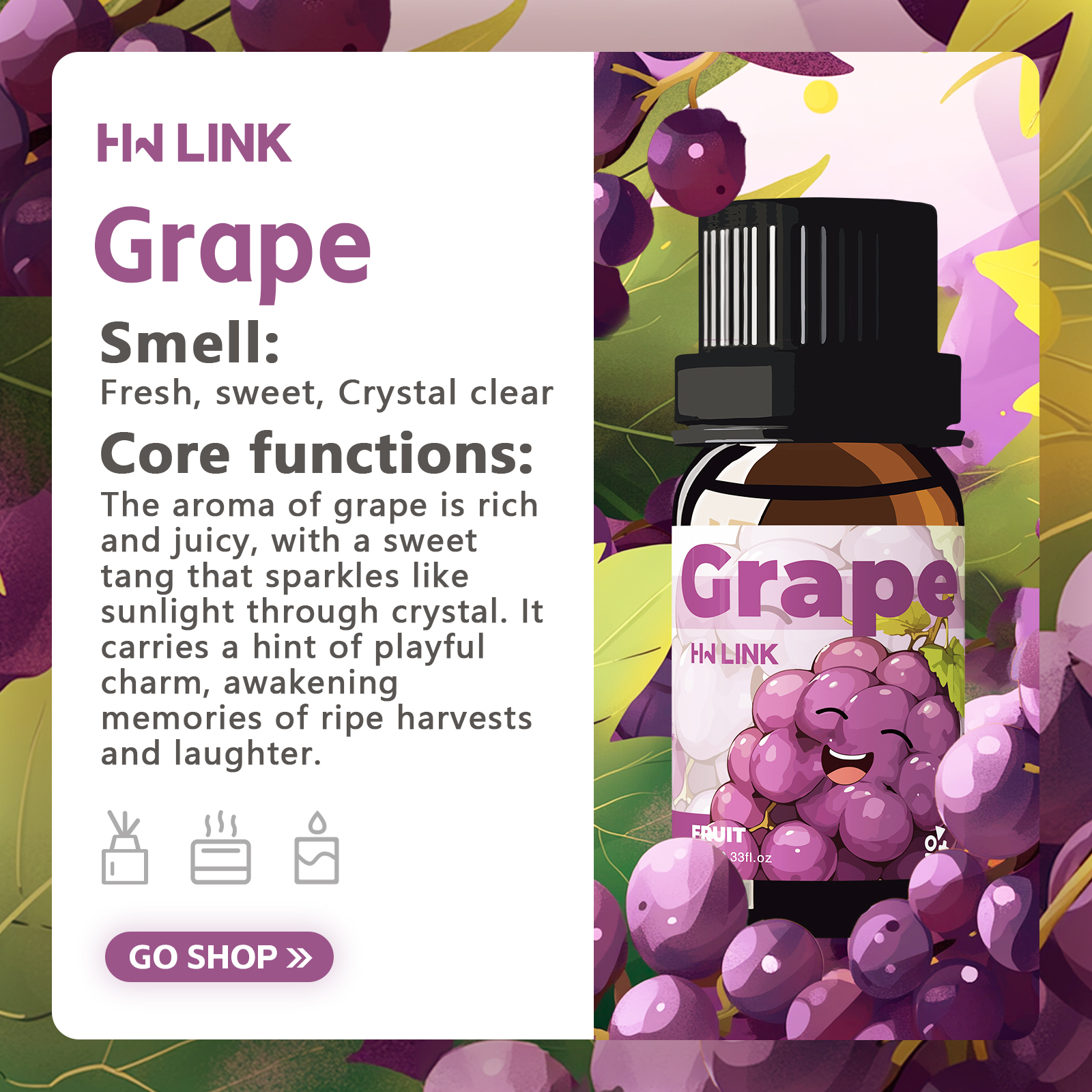 Grape Essential Oil 10ml Perfu - Women'S Essential Accessories 评论和价格