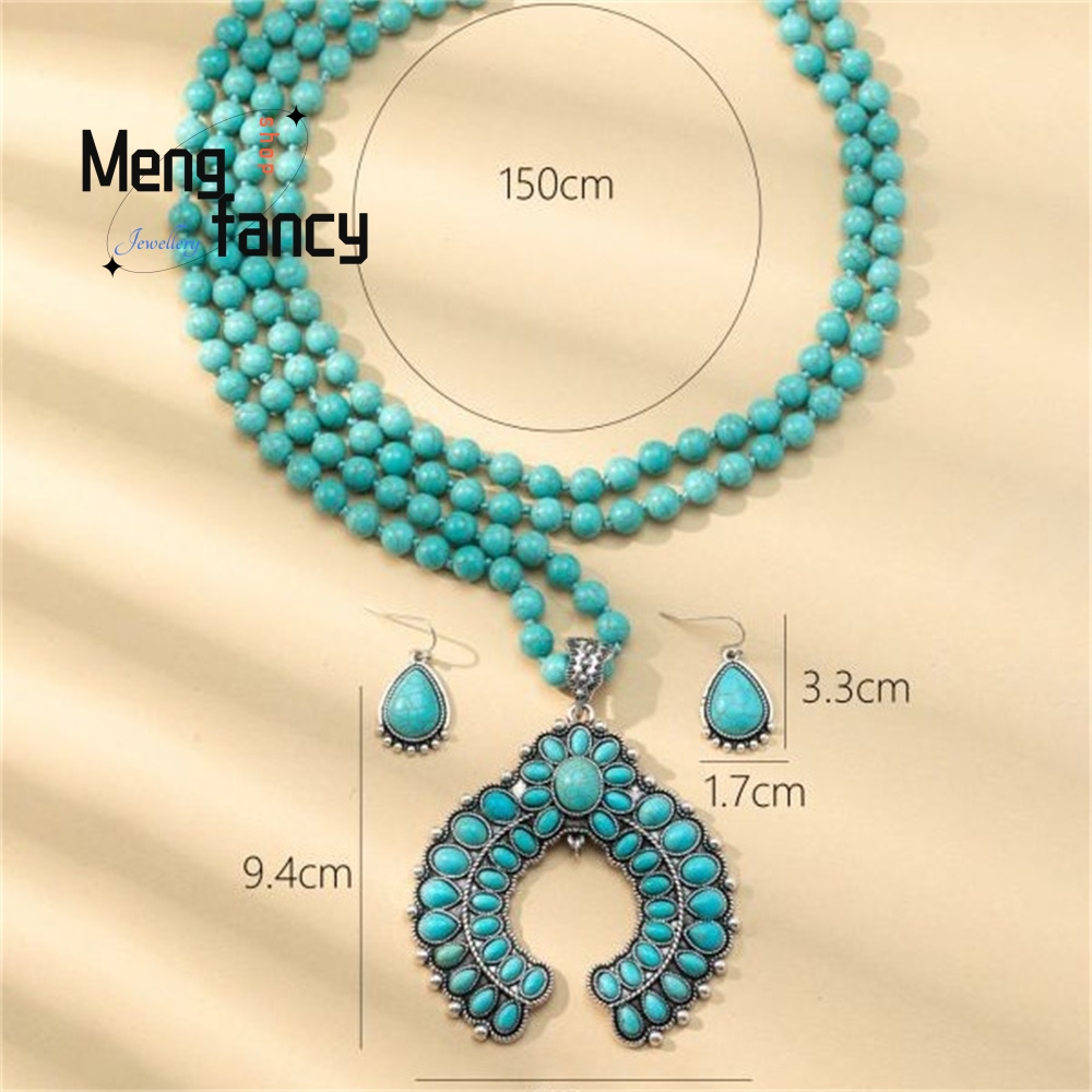 Retro Three-Layer Flower Earri - Layered Necklace Set 评论和价格
