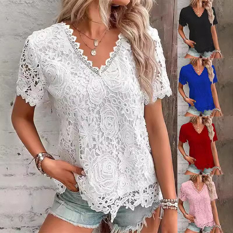 Summer Women's Shirt White Sho - Layered Necklace Set 评论和价格