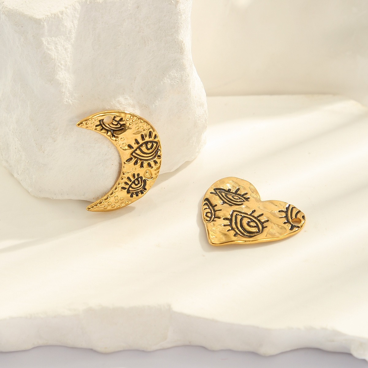 3Pcs Gold Tone Stainless Steel - Evil Eye Bracelet 评论和价格