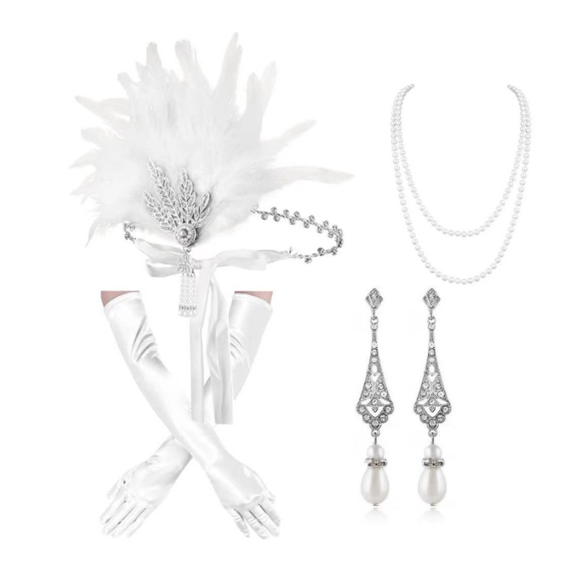 1920s Gatsby Party White Feath - Women'S Essential Accessories 评论和价格