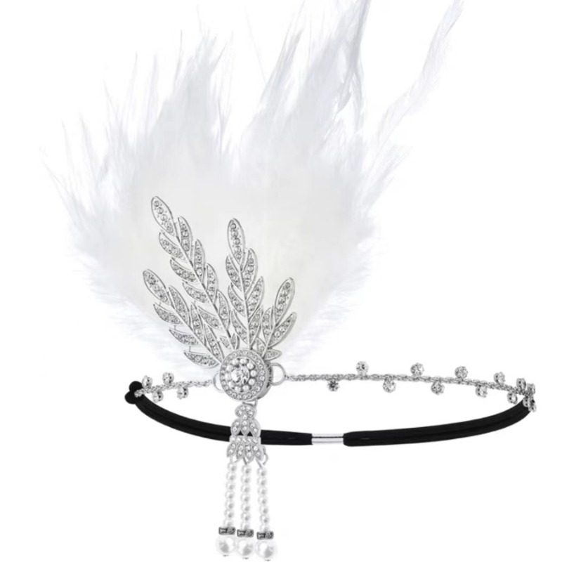 1920s Gatsby Party White Feath - Women'S Essential Accessories 评论和价格