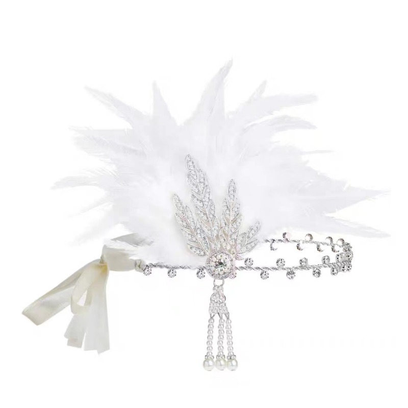1920s Gatsby Party White Feath - Women'S Essential Accessories 评论和价格