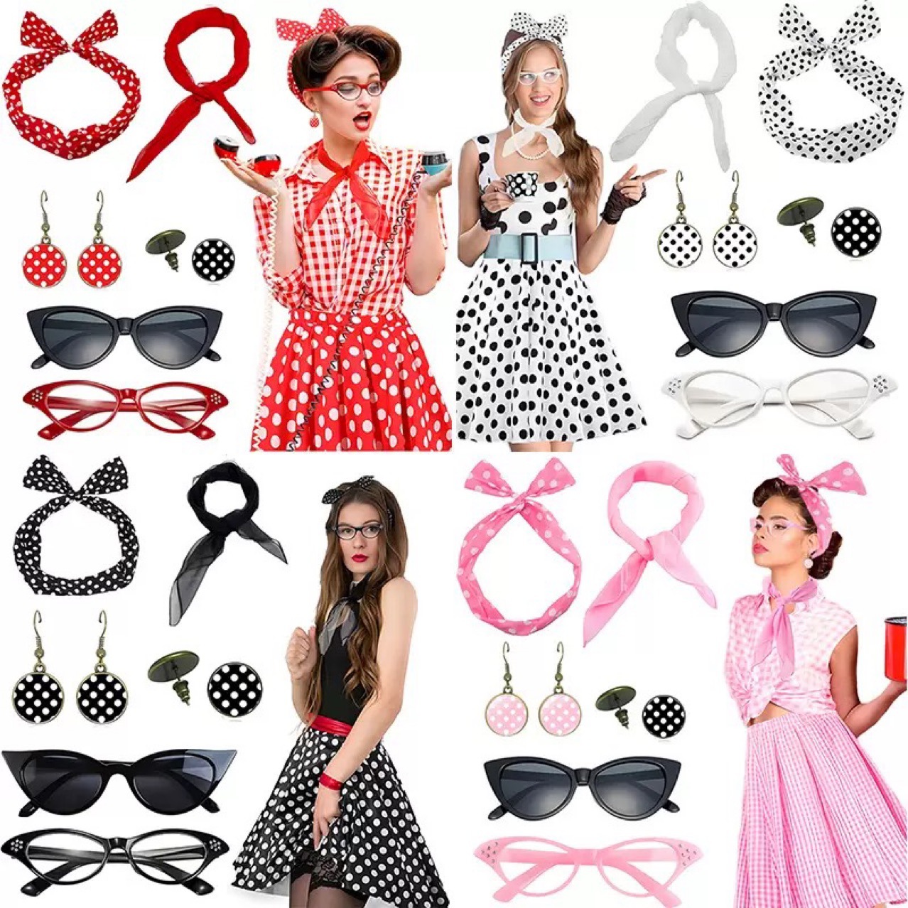 1950s Retro Party Cosplay Dres - Women'S Accessories In The 1950S 评论和价格