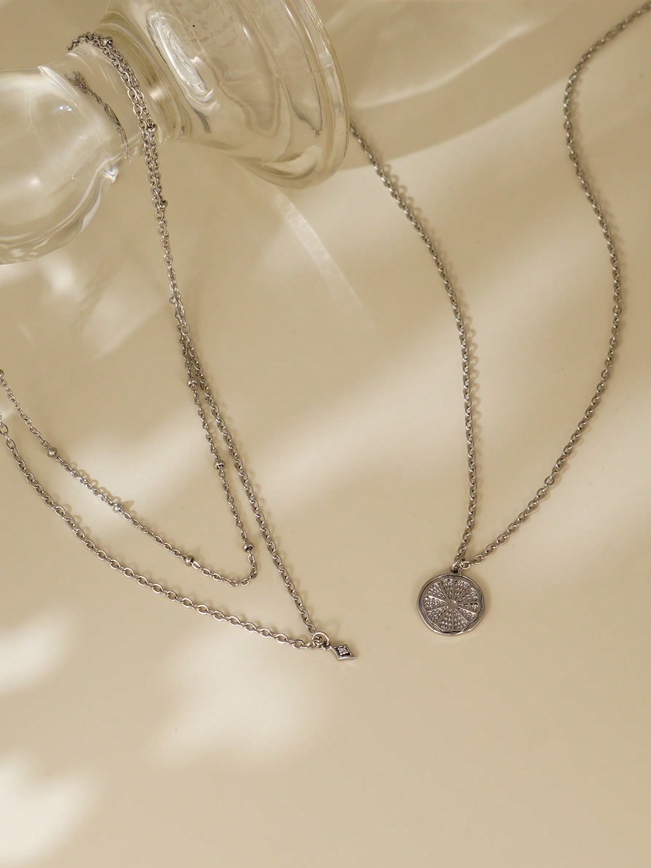 2pcs/Set Minimalist Layered Si - Layered Necklace Set 评论和价格