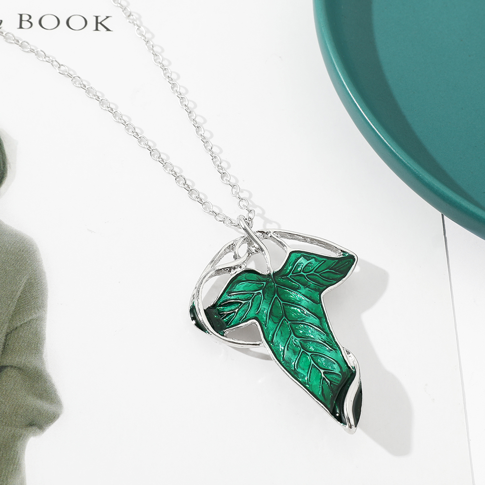Vintage Green Leaf Pendant Nec - Women Accessories Jewelry 评论和价格