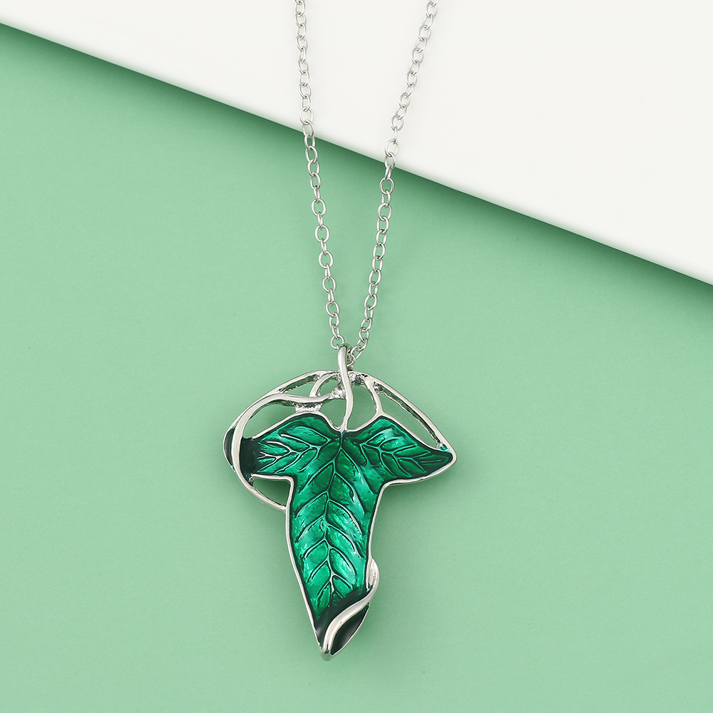 Vintage Green Leaf Pendant Nec - Women Accessories Jewelry 评论和价格