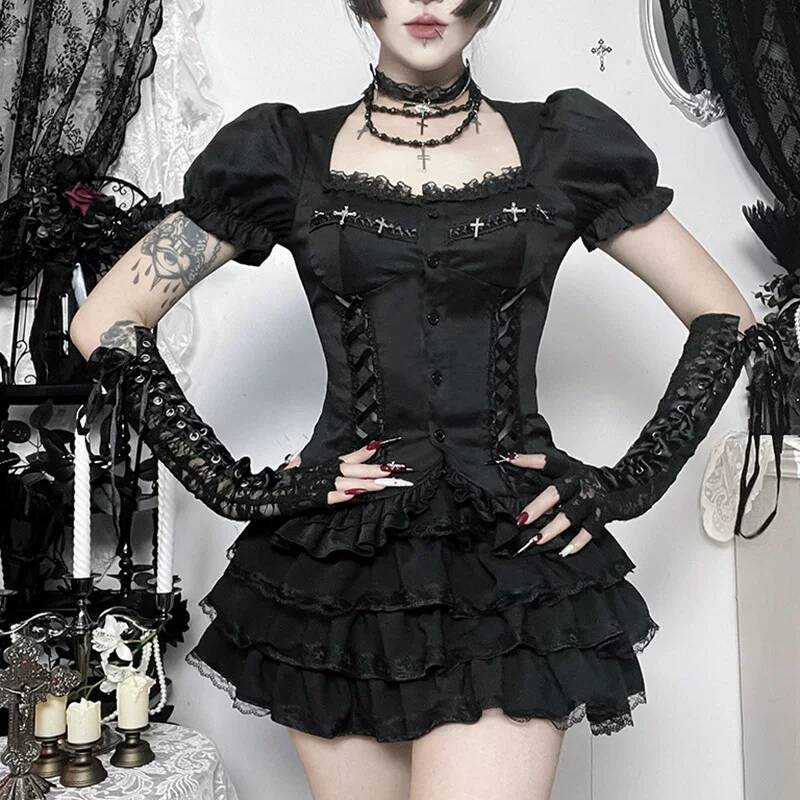 Gothic Subculture Women 2 Piec - Layered Necklace Set 评论和价格