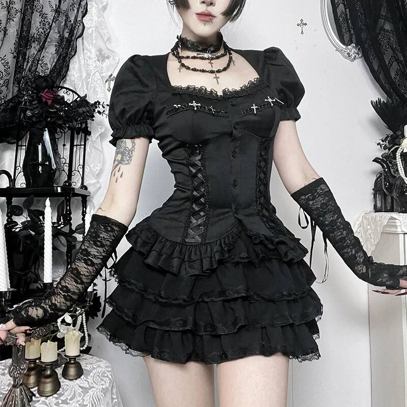 Gothic Subculture Women 2 Piec - Layered Necklace Set 评论和价格