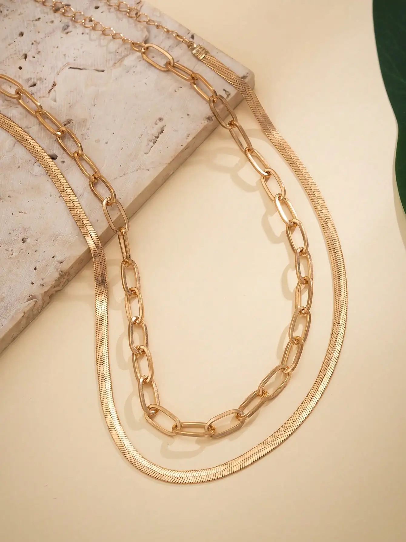 4pcs/Set Retro Simple Flat Sna - Layered Necklace Set 评论和价格