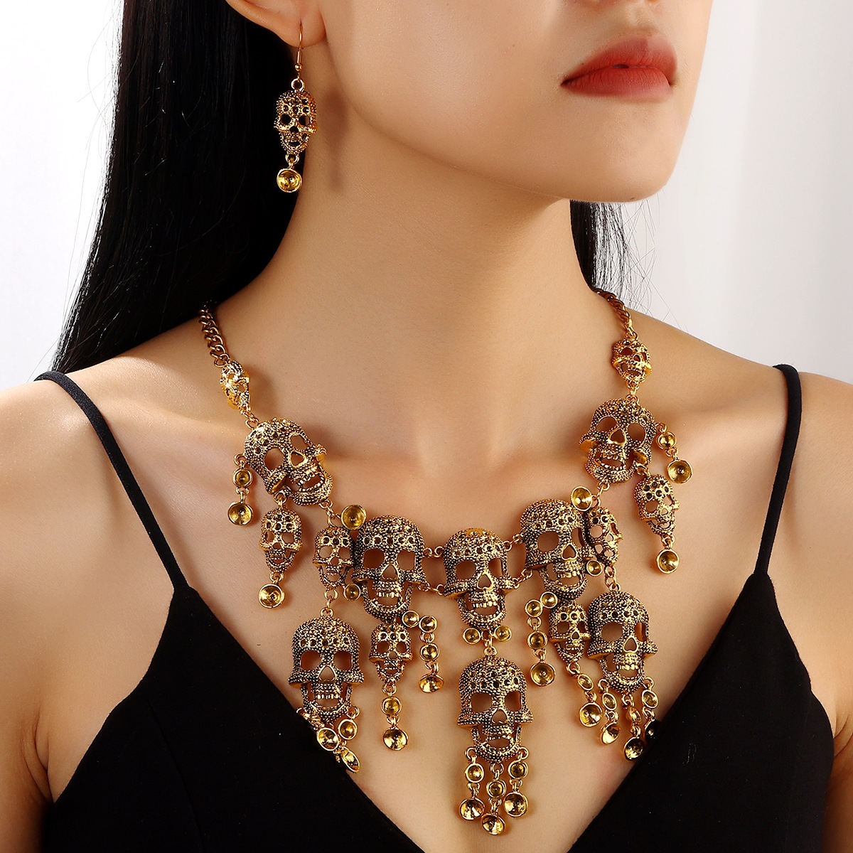 Halloween Gift Retro Exaggerat - Layered Necklace Set 评论和价格