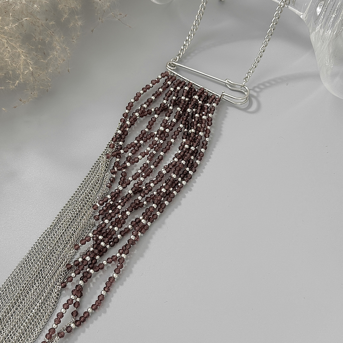 Silver Color Tassel Chain Broo - Women Accessories Jewelry 评论和价格