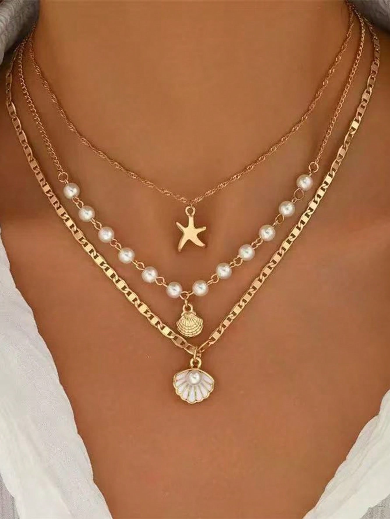 Perfect gift,3 Pieces Of Summe - Layered Necklace Set 评论和价格