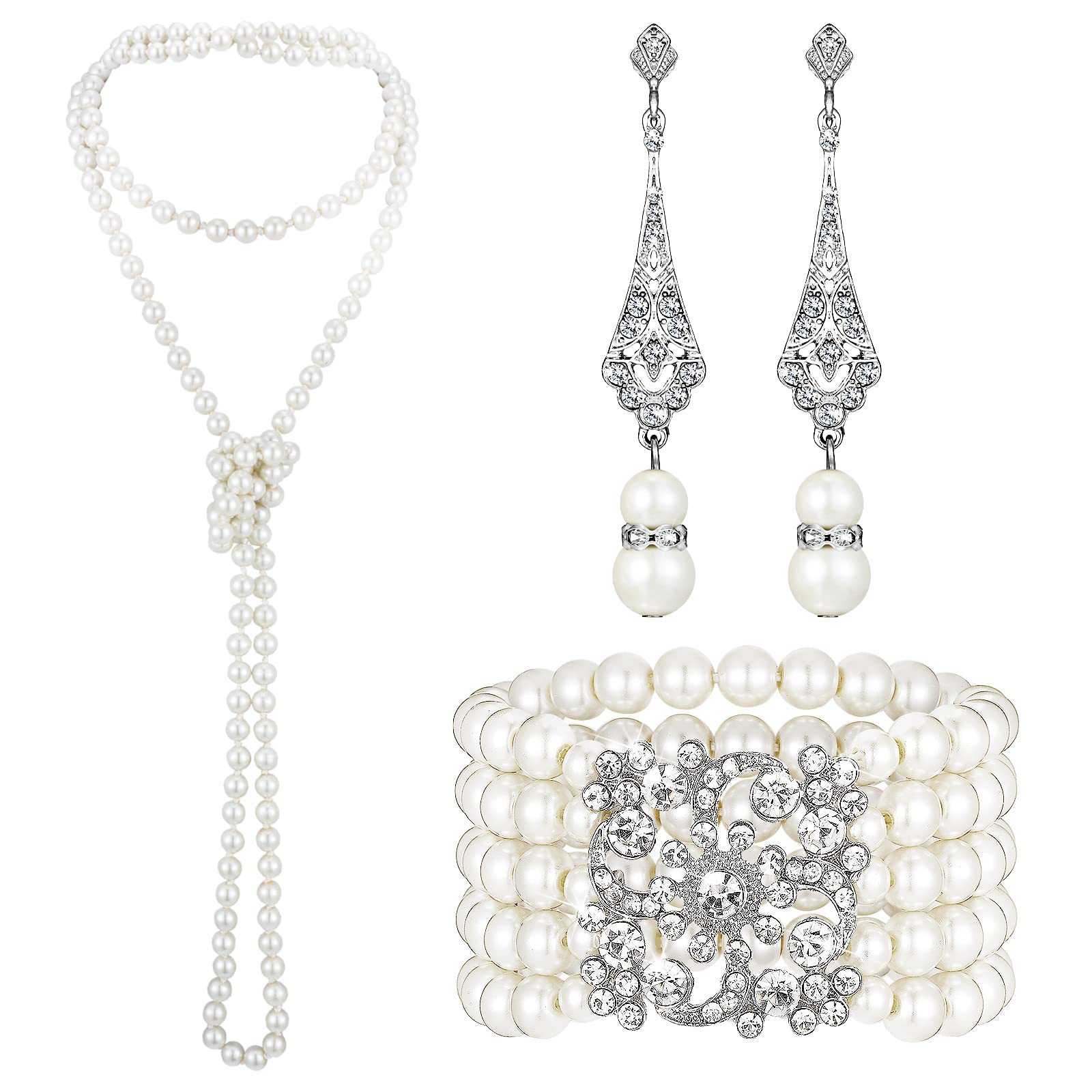 3-piece Set of Long Pearl Neck - Women'S Accessories In The 1950S 评论和价格