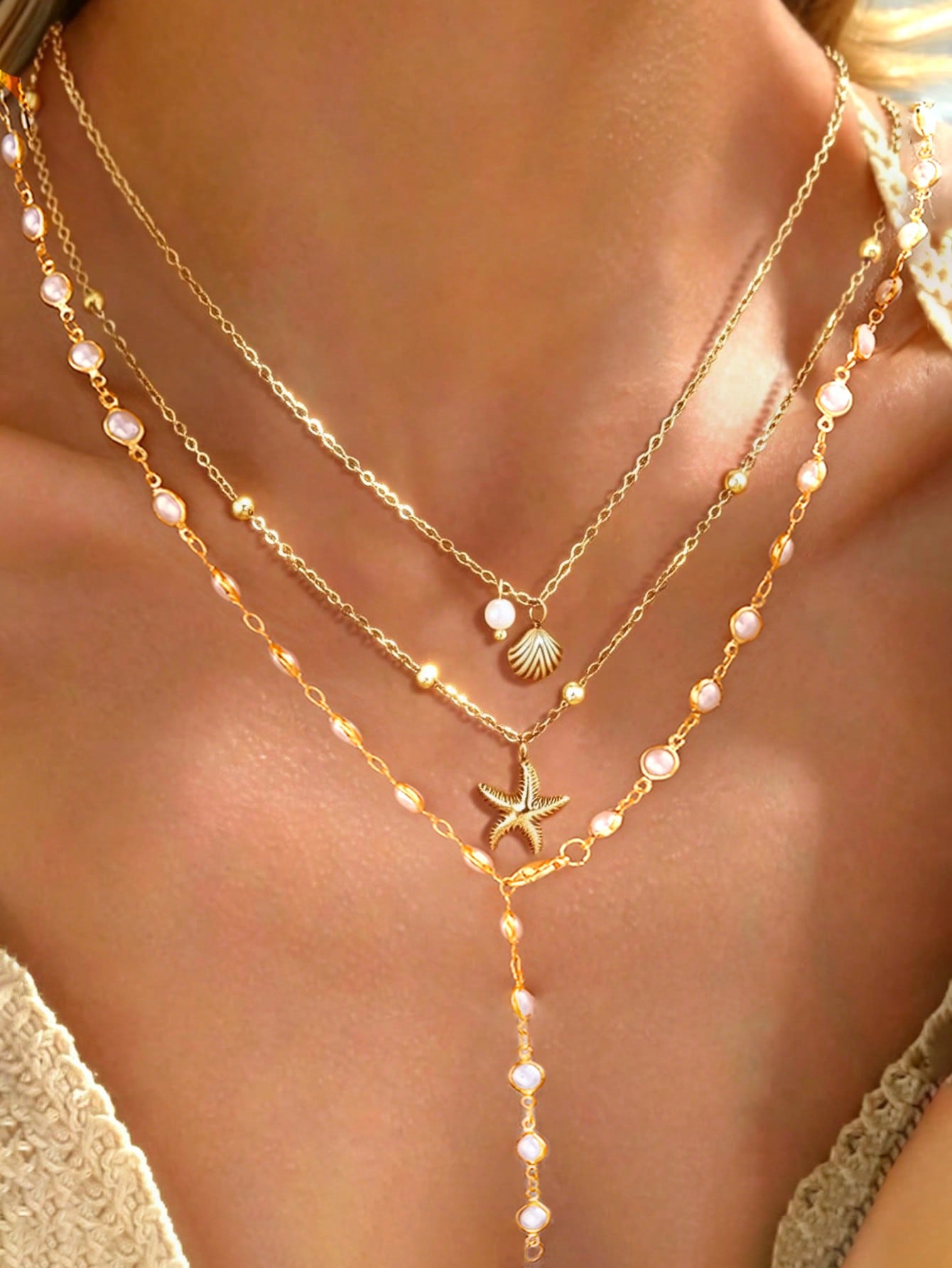 3pcs Fashionable Minimalist El - Layered Necklace Set 评论和价格