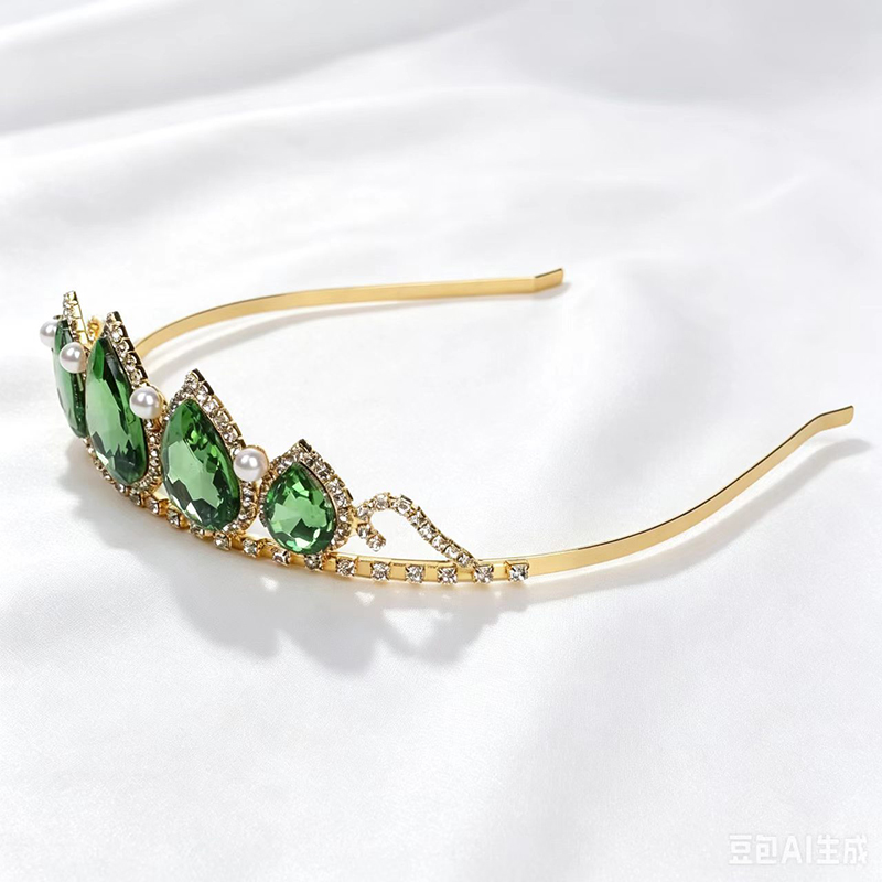 Green Water Drop Rhinestone Cr - Women Accessories Jewelry 评论和价格