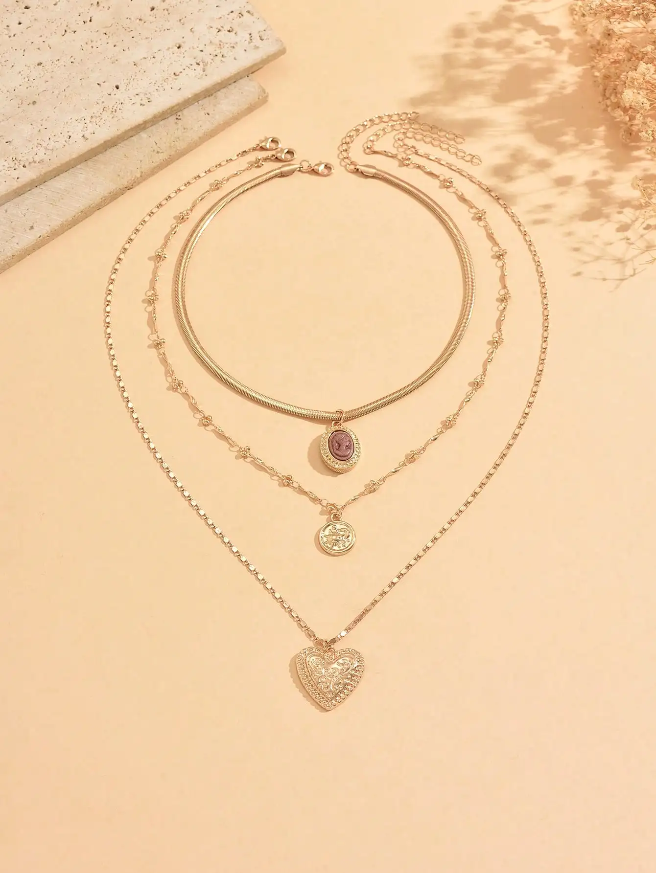 Perfect gift,3pcs/Set Vintage  - Layered Necklace Set 评论和价格